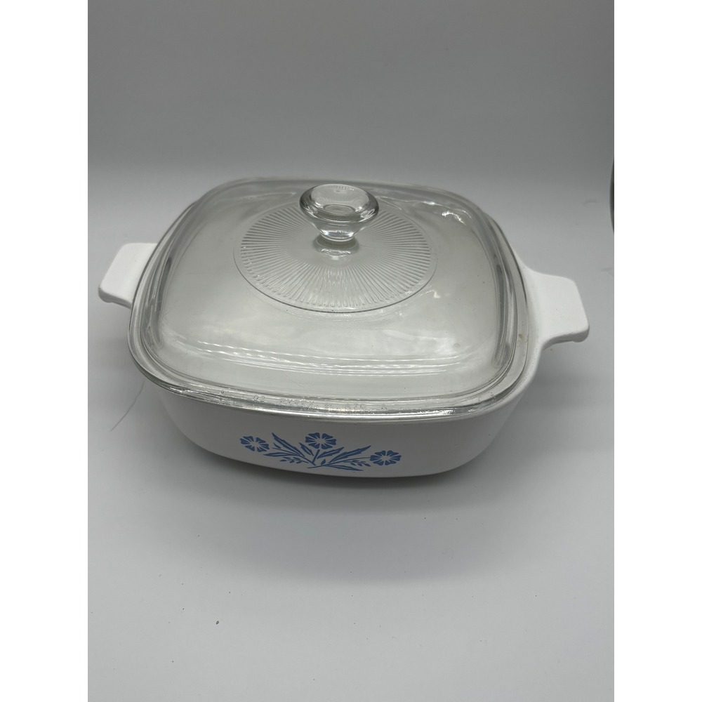 Corning Ware Casserole Dish Blue Cornflower White Square 1.5 Qt P-1‎ 1/2-B